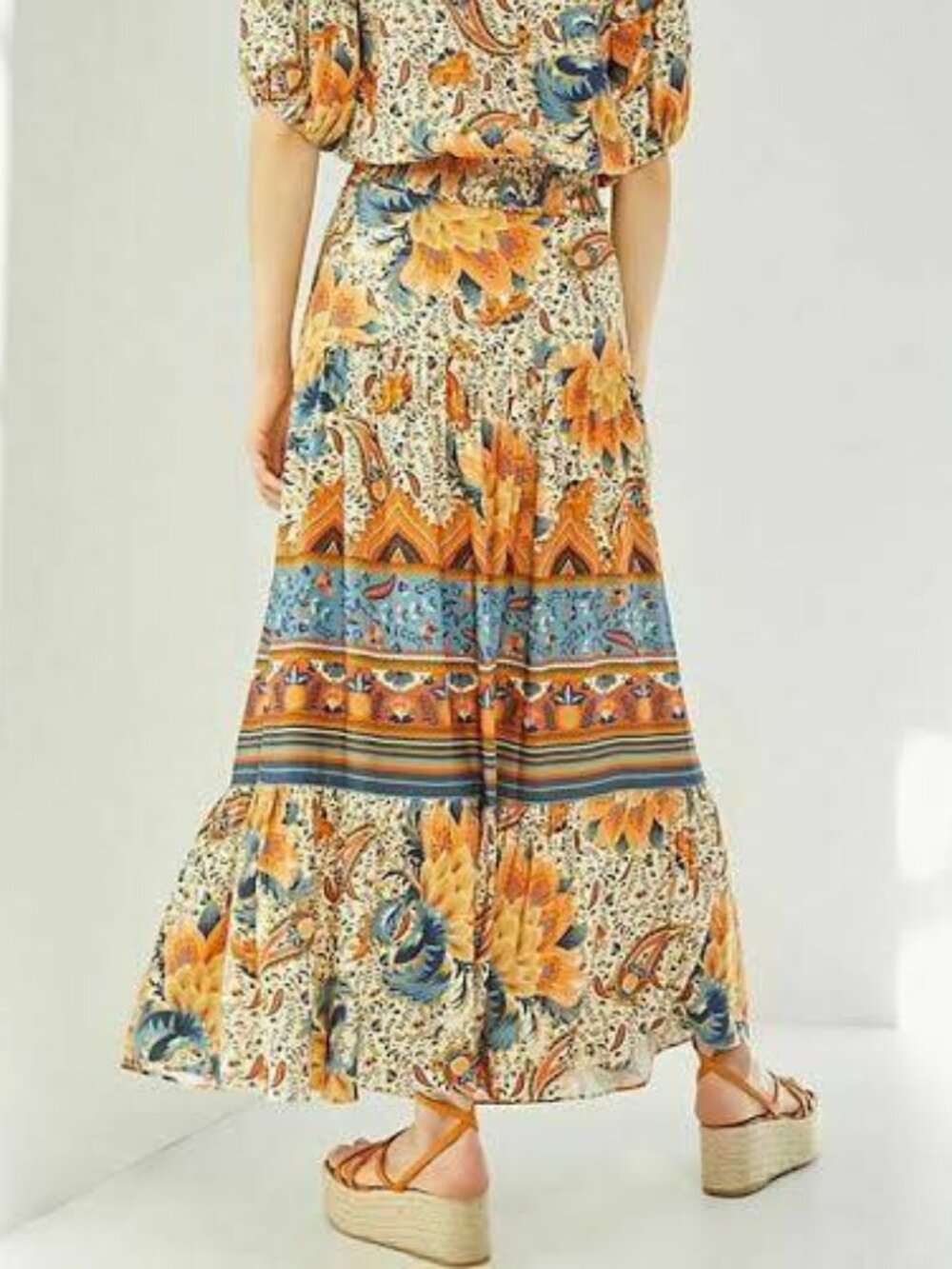 NWT FARM Rio Anthropologie Bambina Floral Paisley Tiered Maxi Skirt M